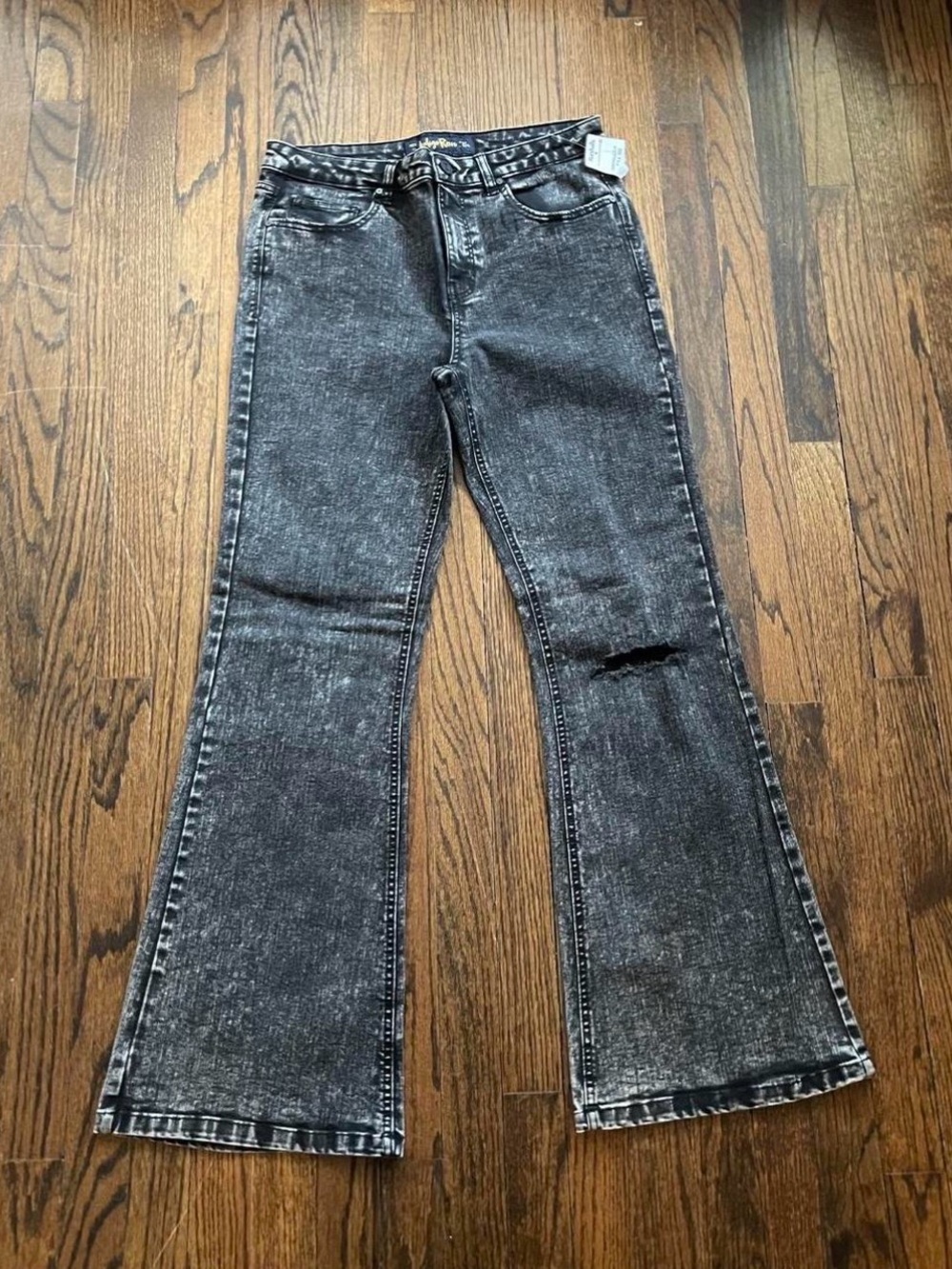 Women’s Black Acid-Wash Flare Jeans